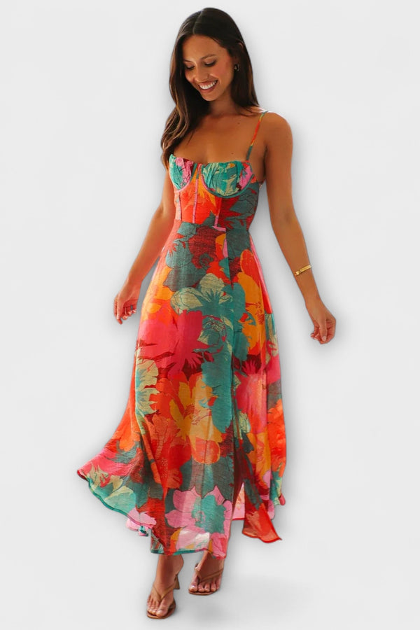 Audrey - Vestido de tirantes con estampado floral para mujeres - Elegante y Seductor