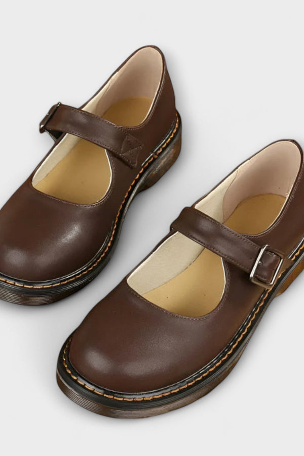 Zapatos Mary Jane Vintage para Damas – Zapatos de Cuero Clásicos con Correa y Suela Cómoda