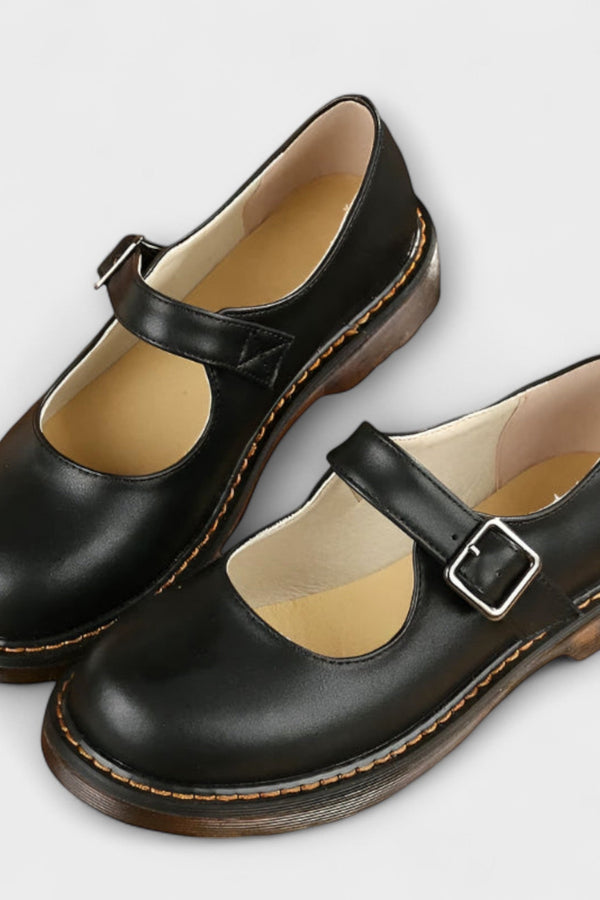 Zapatos Mary Jane Vintage para Damas – Zapatos de Cuero Clásicos con Correa y Suela Cómoda