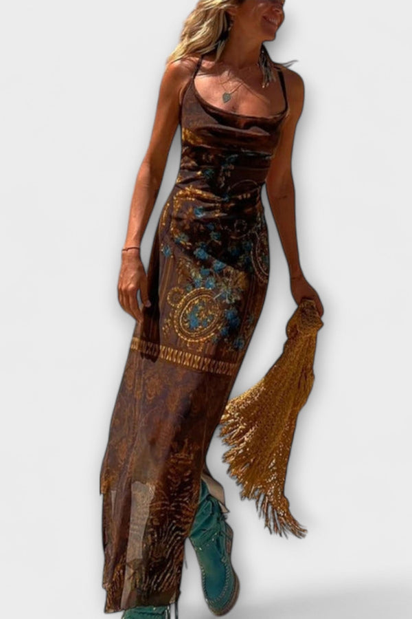 Tarifa - Vestido Midi Único con Cuello Cowl