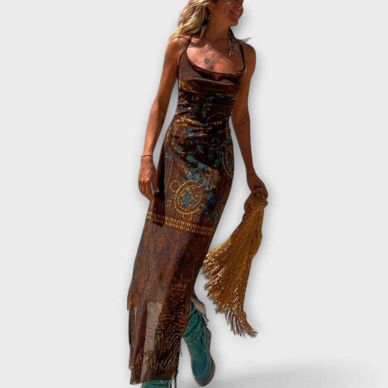 Tarifa - Vestido Midi Único con Cuello Cowl