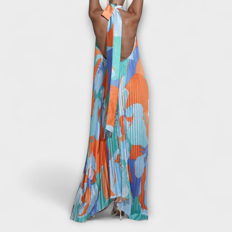Vida - Elegante vestido midi con escote halter y espalda descubierta
