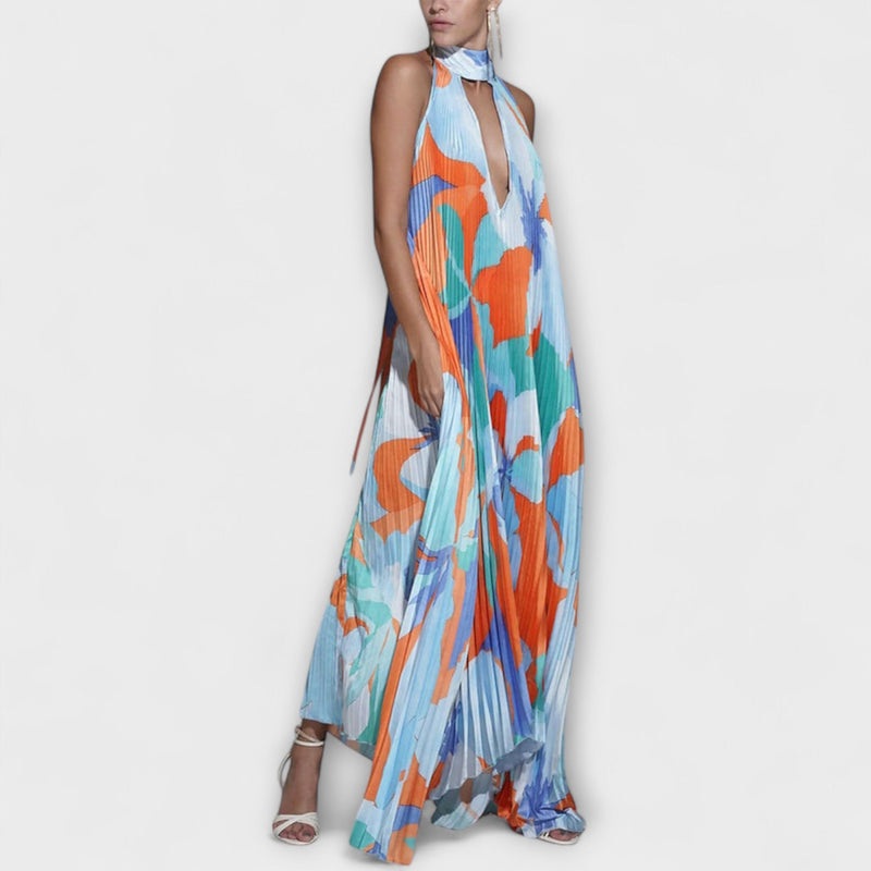 Vida - Elegante vestido midi con escote halter y espalda descubierta