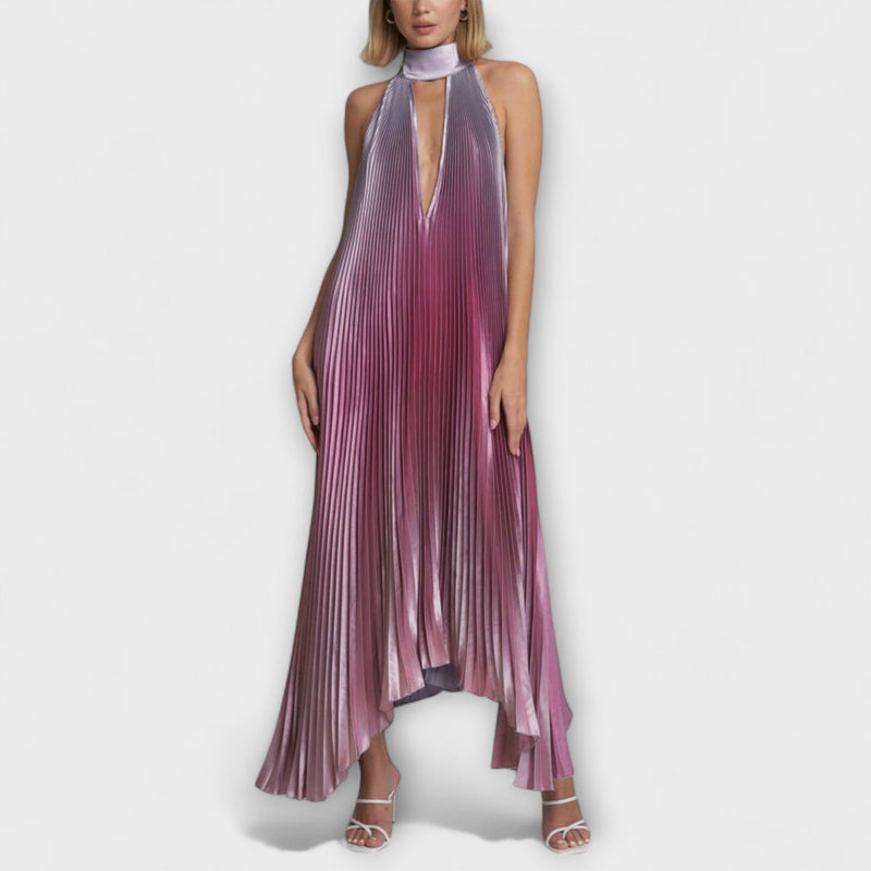 Vida - Elegante vestido midi con escote halter y espalda descubierta