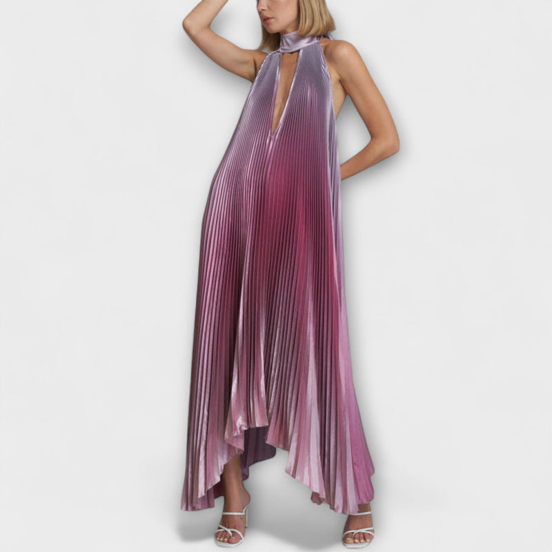 Vida - Elegante vestido midi con escote halter y espalda descubierta