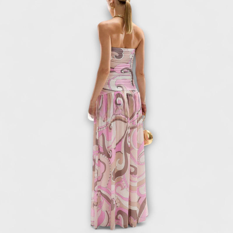 Tatum - Impresionante vestido maxi sin mangas en tonos pastel