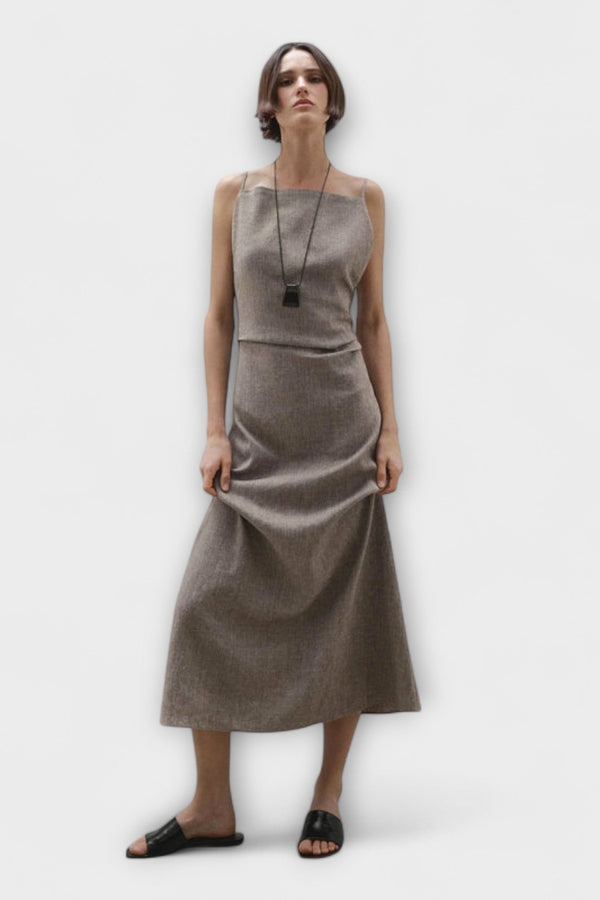 Clara - Vestido maxi fluido de mezcla de lino