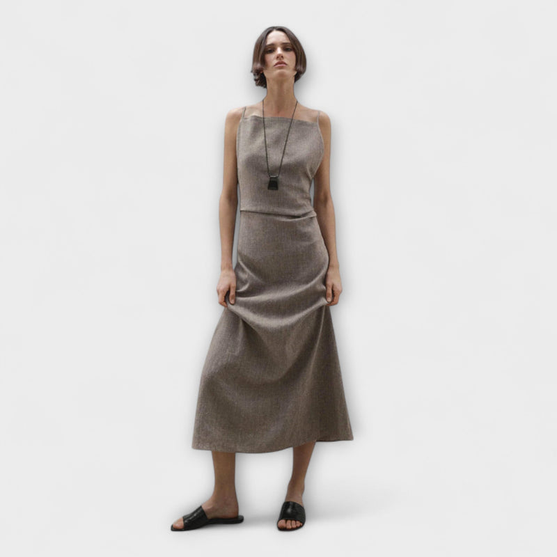 Clara - Vestido maxi fluido de mezcla de lino