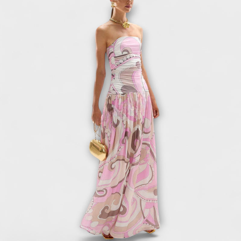 Tatum - Impresionante vestido maxi sin mangas en tonos pastel
