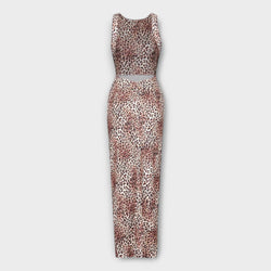 Della - Vestido maxi con estampado de leopardo y escote en la espalda