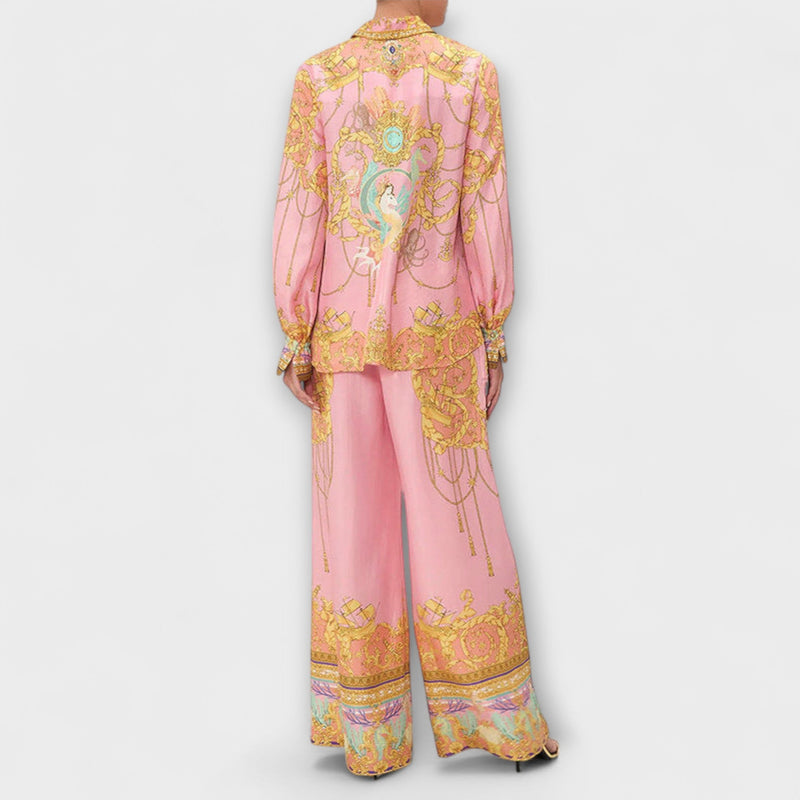 Sage - Conjunto de Camisa Relajada de Sirena y Pantalones de Cintura Elástica
