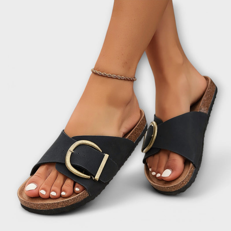 Margie - Sandalias de corcho para mujer con diseño de correas ajustables