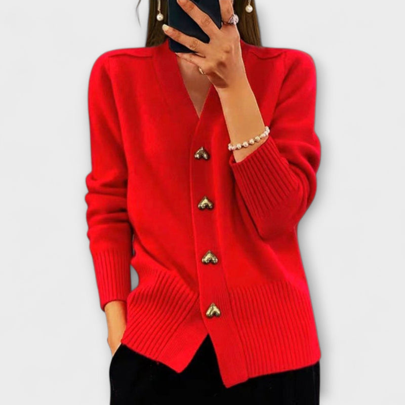 Marij – Suéter de mujer con escote en V de estilo vintage