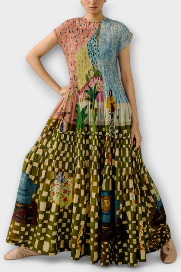 Amara - Vestido plisado con estampado animal