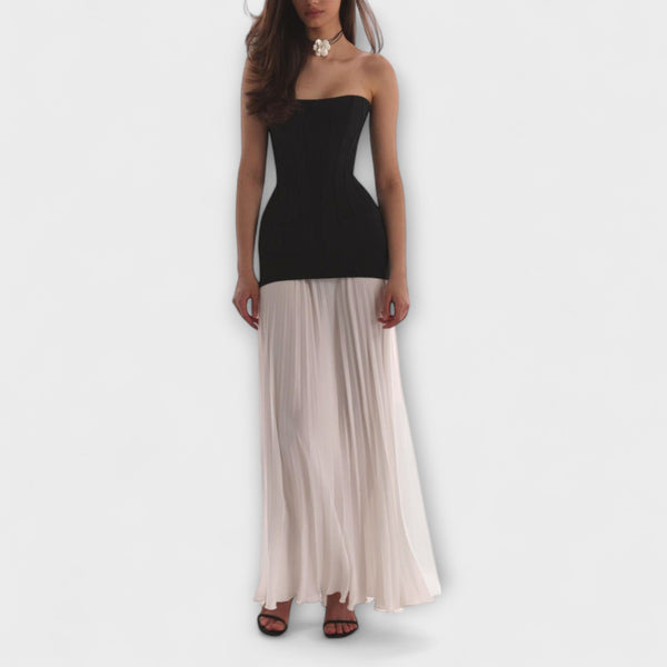 Isolde - Elegante conjunto de blusa y falda plisada