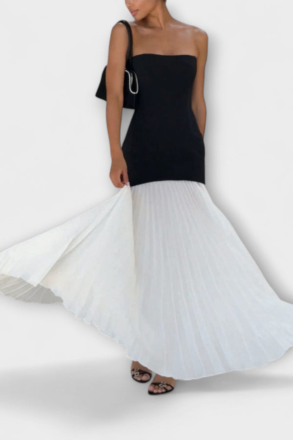 Isolde - Elegante conjunto de blusa y falda plisada