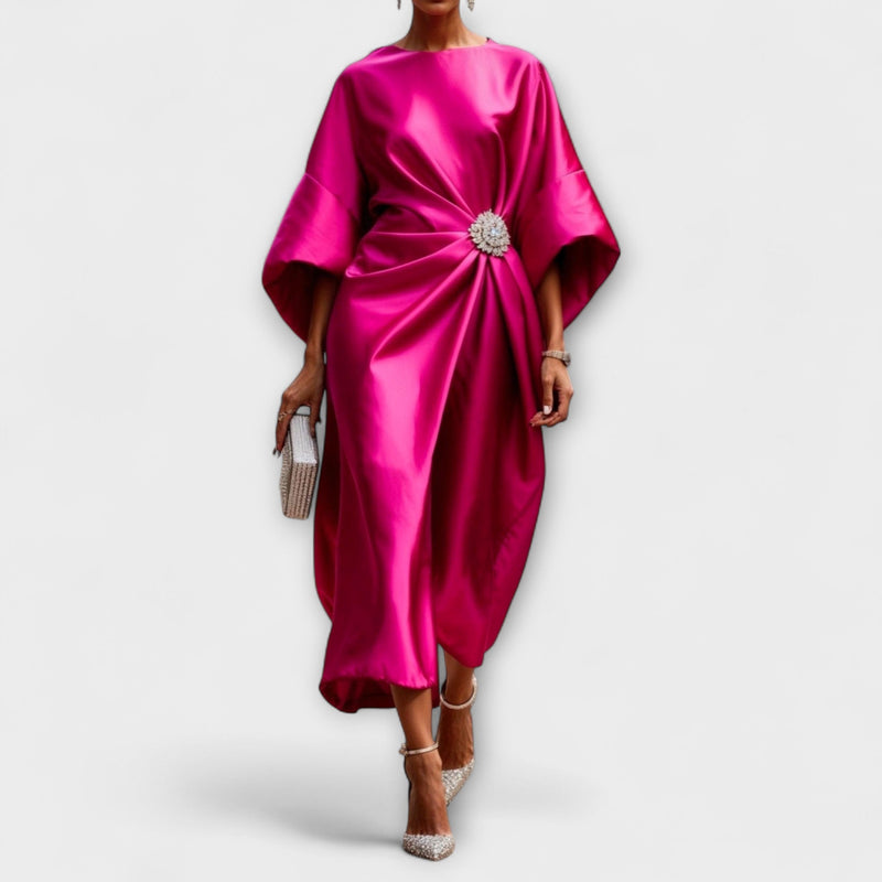 Vestido Largo de Satén Brillante Luxe