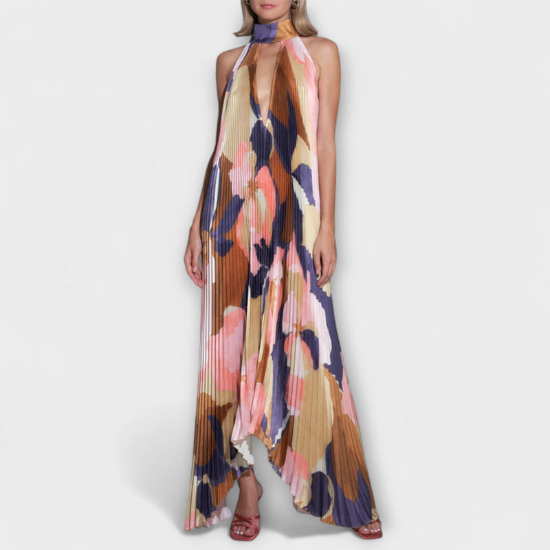 Vida - Elegante vestido midi con escote halter y espalda descubierta