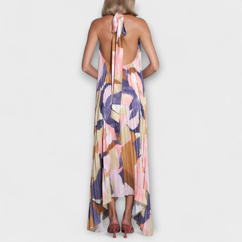 Vida - Elegante vestido midi con escote halter y espalda descubierta