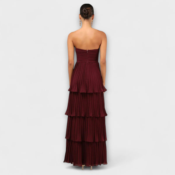 Lorena - Vestido maxi sin tirantes y con volantes