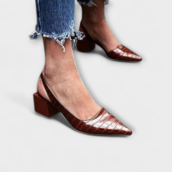 Bethany - Zapatillas Slingback Irregulares con Tacones Anchos
