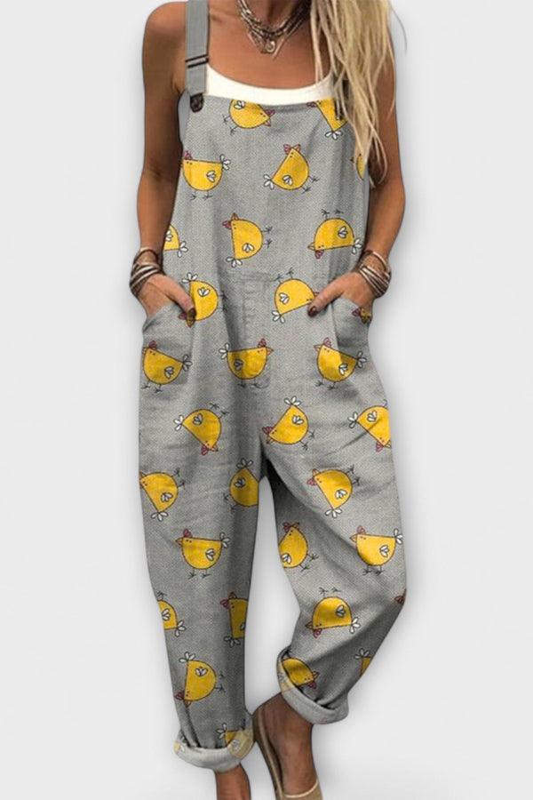 Aurore - Pantalones de tirantes juguetones con pollitos traviesos