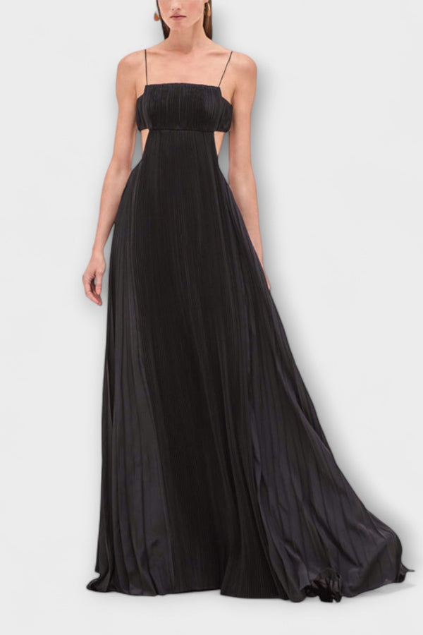 Mireille - Elegante Vestido Maxi Plisado con Cutouts