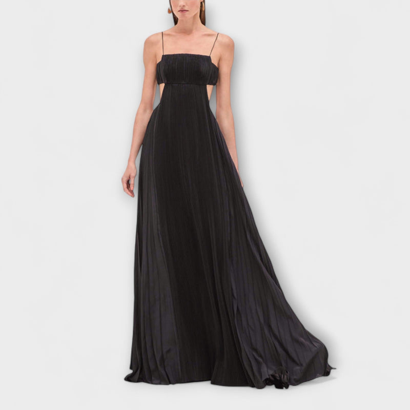 Mireille - Elegante Vestido Maxi Plisado con Cutouts