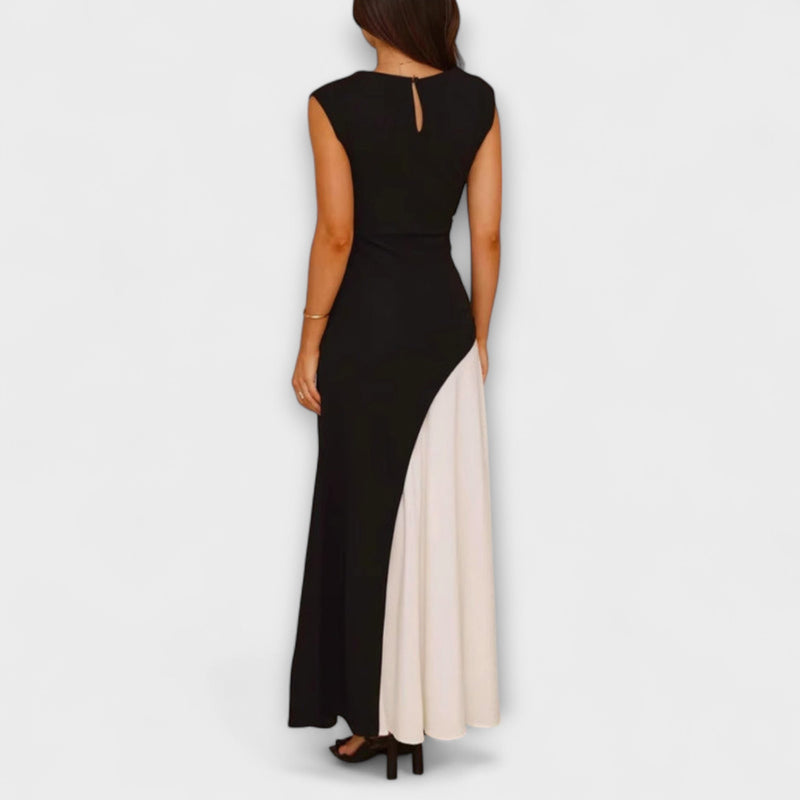 Isabel - Vestido de cintura en bloque de color monocromático