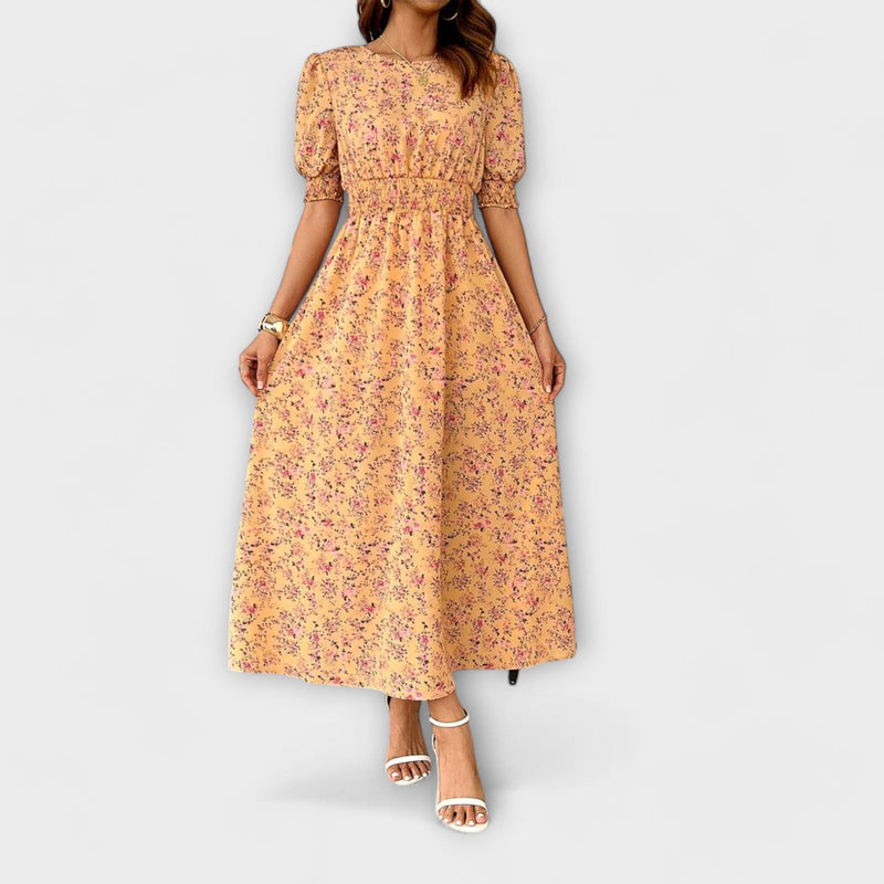 Amelia - Vestido con escote redondo y estampado de flores
