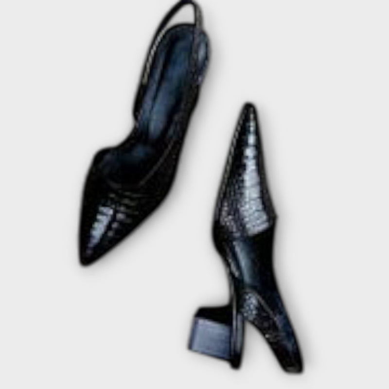 Bethany - Zapatillas Slingback Irregulares con Tacones Anchos