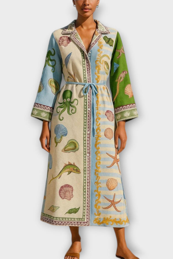 Jule - Vestido midi de twill estampado con cinturón