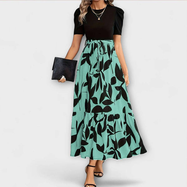 Luna - Vestido de verano con estampado de flores y escote redondo