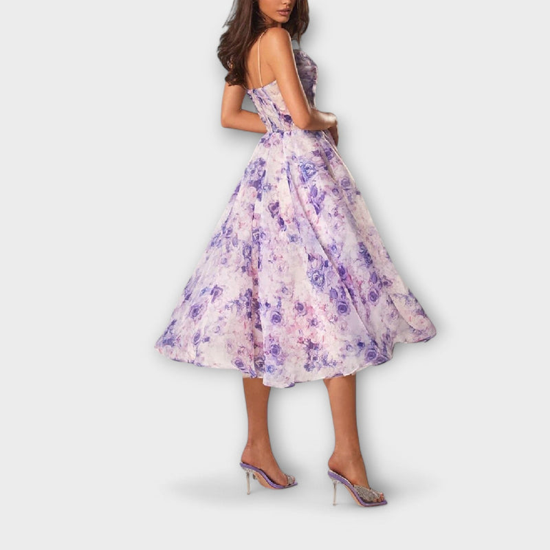 Elegante vestido midi de gasa