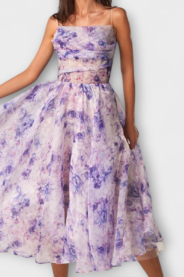 Elegante vestido midi de gasa