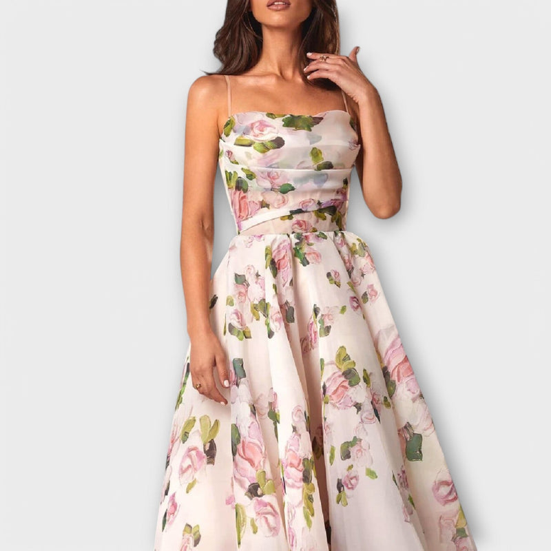 Elegante vestido midi de gasa