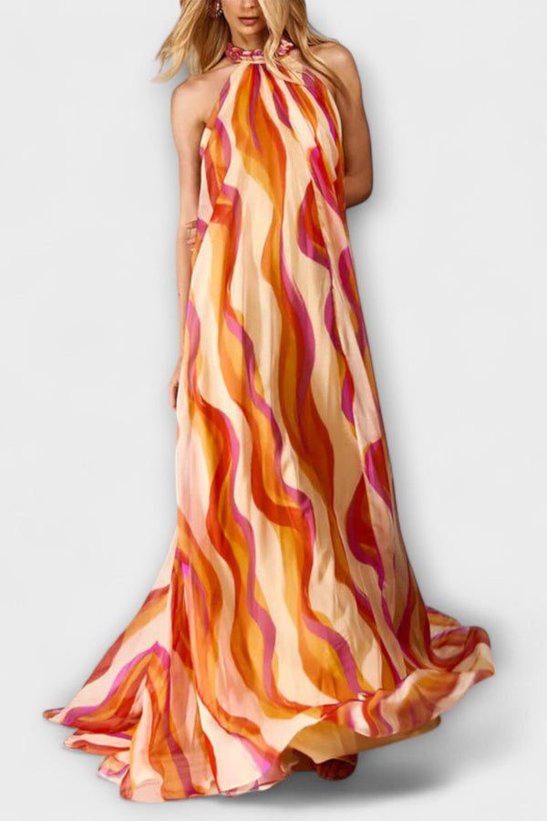 Rumi - Elegante vestido maxi trenzado con patrón de olas