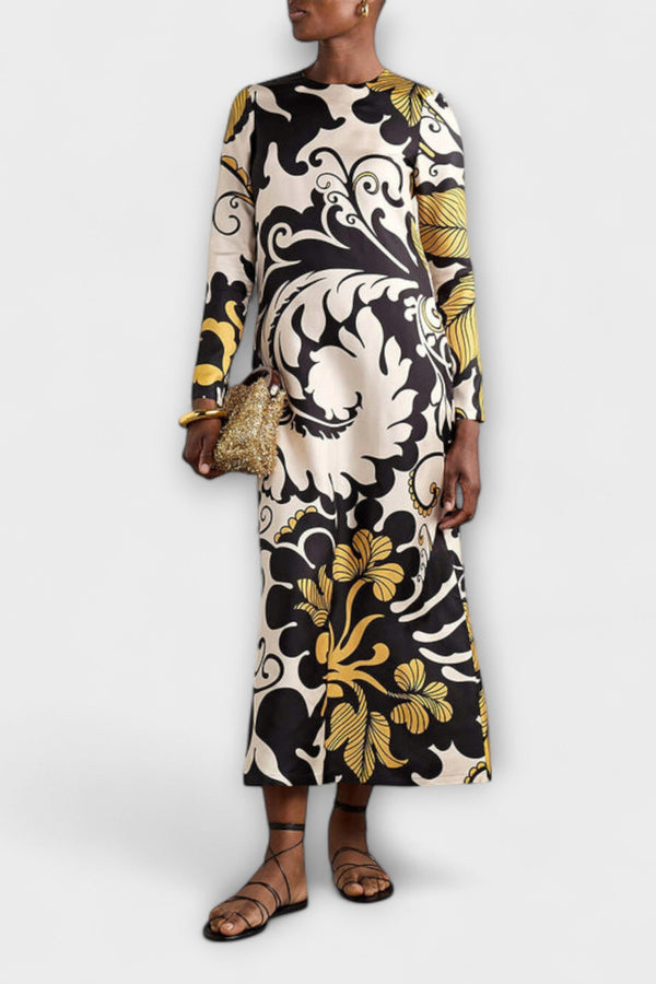 Luana - Vestido Midi de Satén Swing Twill Llamativo