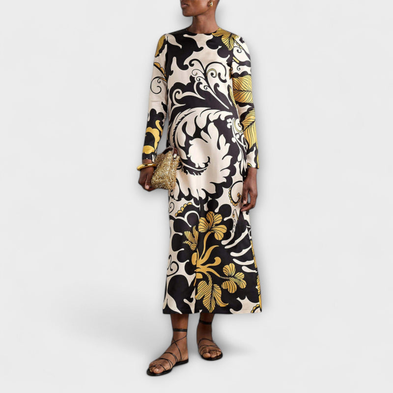 Luana - Vestido Midi de Satén Swing Twill Llamativo