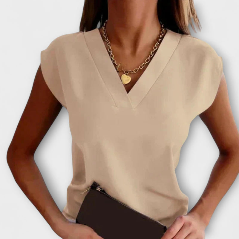 Camiseta de verano con escote en V y mangas sueltas para mujeres