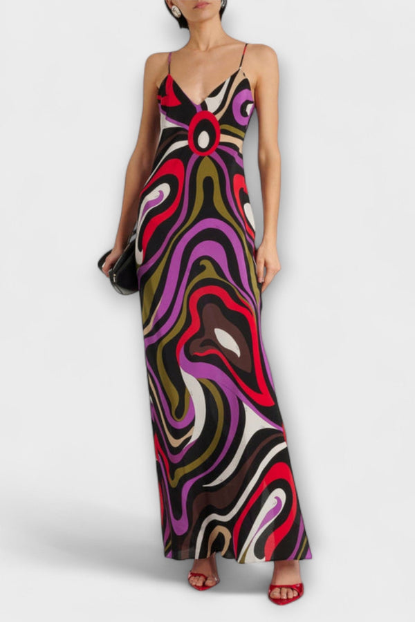 Daphne - Vestido Maxi en Estampado de Mármol