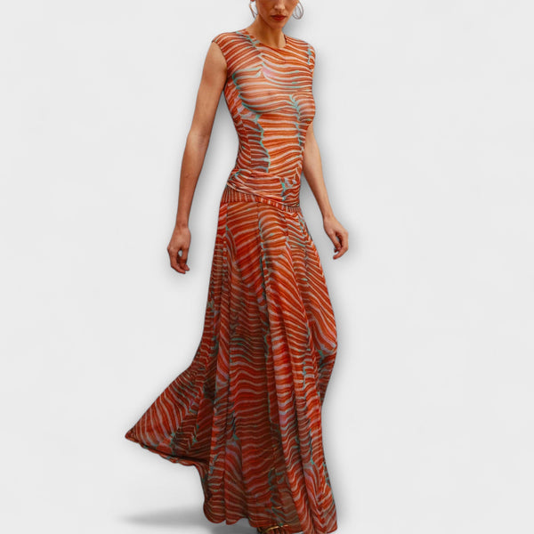 Phoenix - Body de Malla con Ondas Brillantes