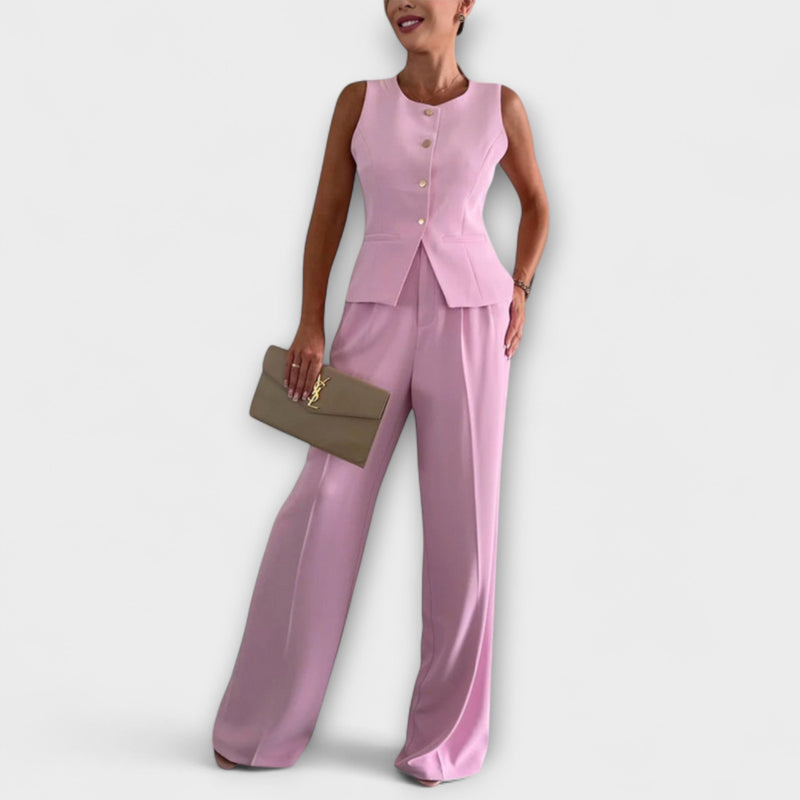 Wilhelmina - Conjunto elegante de top sin mangas y pantalones