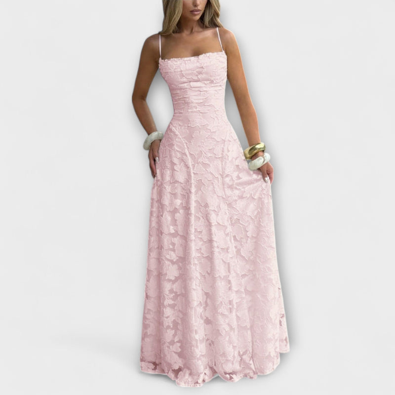 Emberly - Elegante vestido maxilargo de jacquard