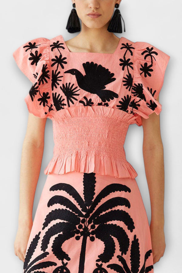 Amy - Elegante vestido de palmeras