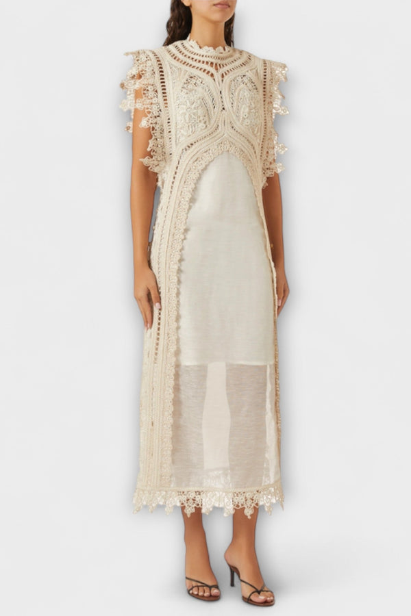 Mira - Vestido Maxicó de Organza Trenzado