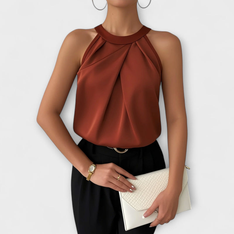 Skye - Elegante blusa de satén con diseño off-shoulder
