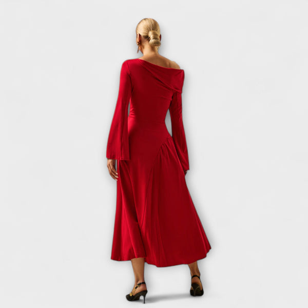 Willa - Vestido midi off-shoulder con mangas abullonadas