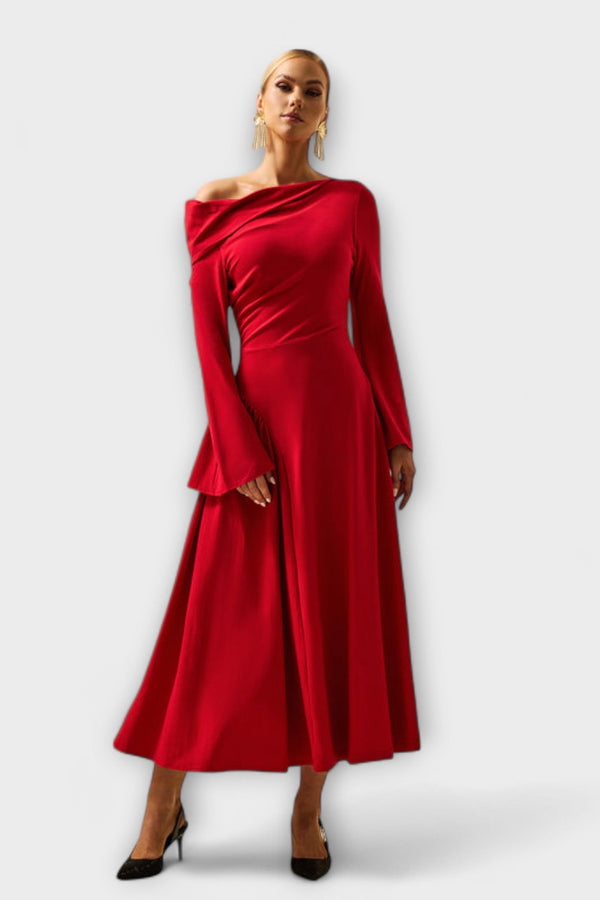 Willa - Vestido midi off-shoulder con mangas abullonadas