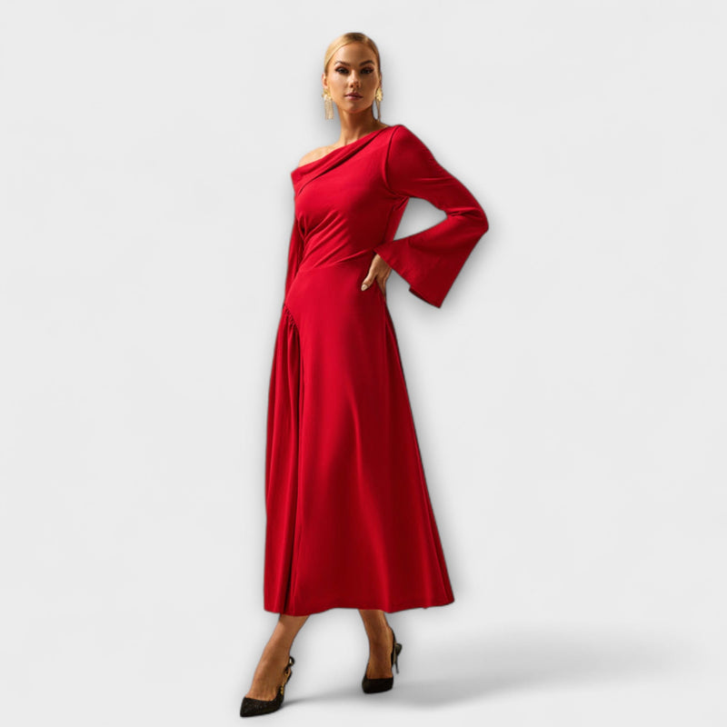 Willa - Vestido midi off-shoulder con mangas abullonadas